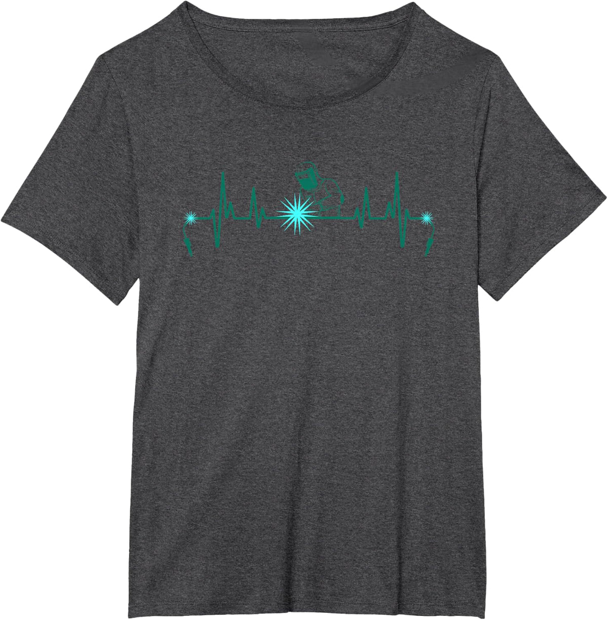Welder Heartbeat Welding Blacksmith Handyman T-Shirt - Dark Heather Grey