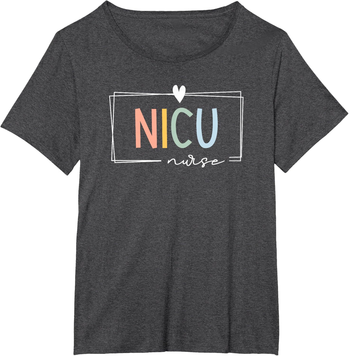 Retro NICU Nurse ICU Neonatal Rainbow Team Tiny Humans T-Shirt - Dark Heather Grey