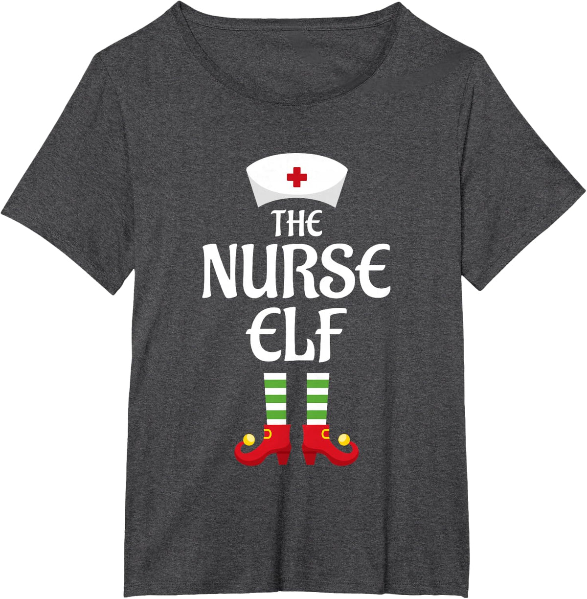 Nurse Elf Family Matching Group Christmas Tees T-Shirts for Women Men Kids - Dark Heather Grey