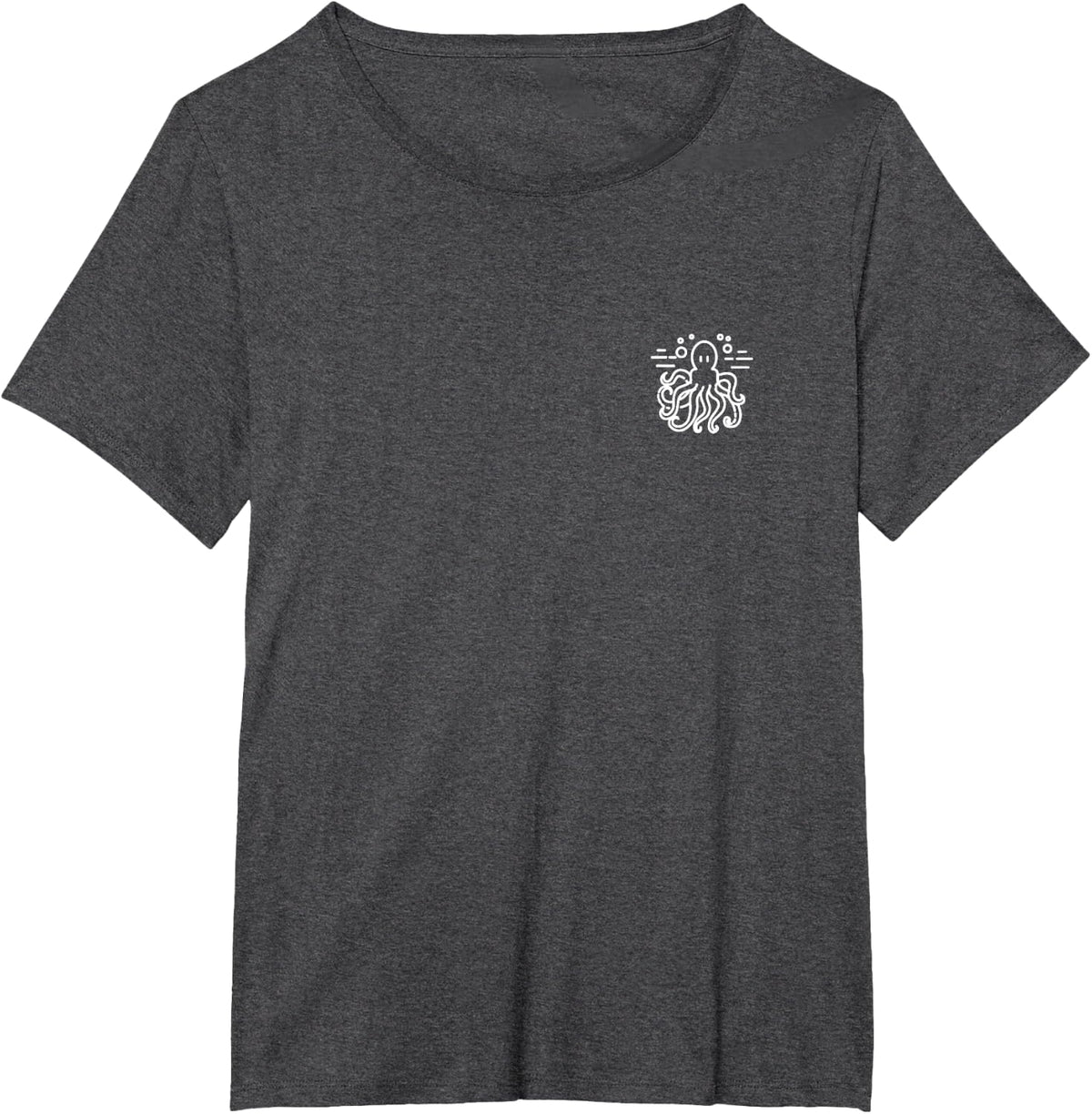 Octopus Badge Patch Line Art Icon Outline Gift T-Shirt - Dark Heather Grey