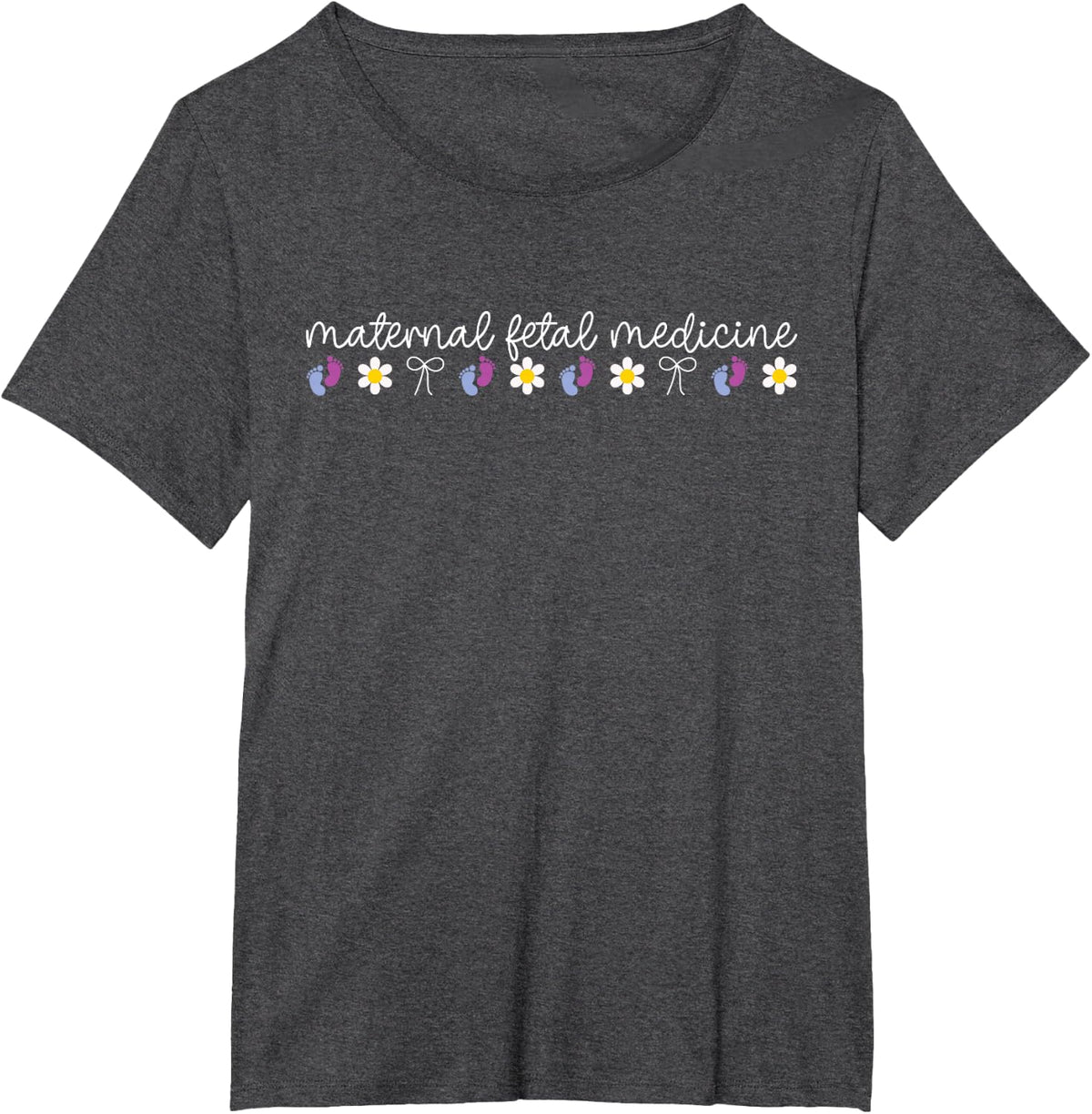 Floral Maternal Fetal Medicine Sonographer OBGYN T-Shirt Tee for Women Medical Professionals - Dark Heather Grey