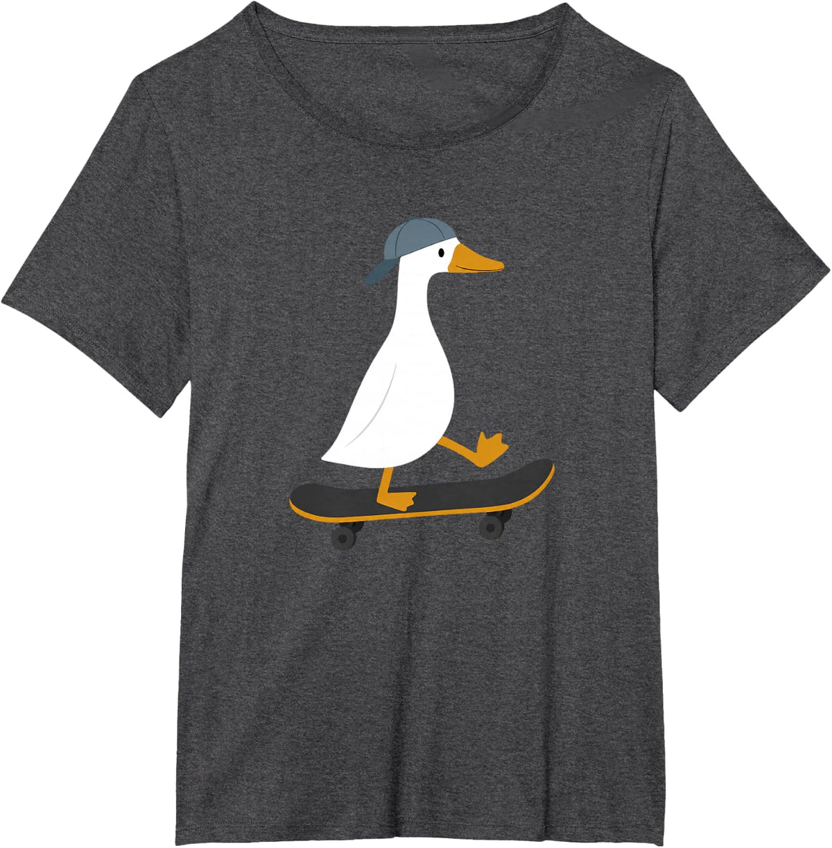 Skateboard Silly Skating Goose Funny Skater Duck Kids T-Shirt - Dark Heather Grey