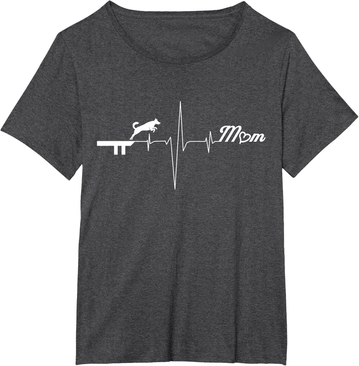 Dock Diving Dog Mom Heartbeat T-Shirt - Dark Heather Grey