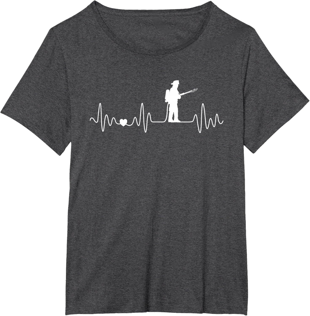Firefighter Heartbeat Design for Firefighters Men Women T-Shirt - Dark Heather Grey