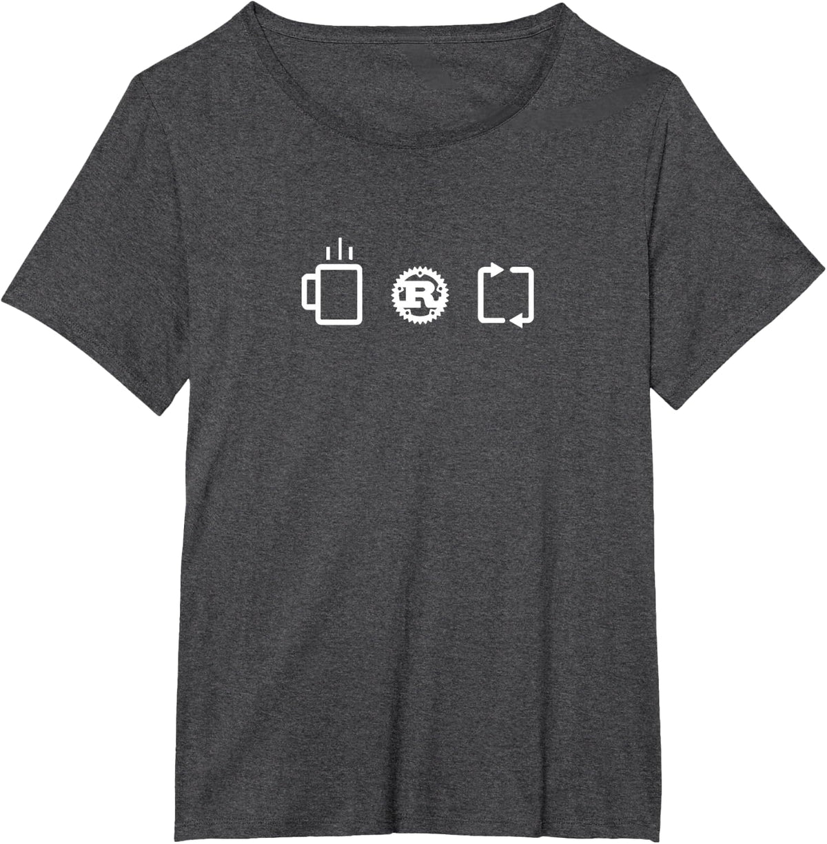 Rust Programming Logo Coffee Rust Repeat Rust Coder T-Shirt - Dark Heather Grey