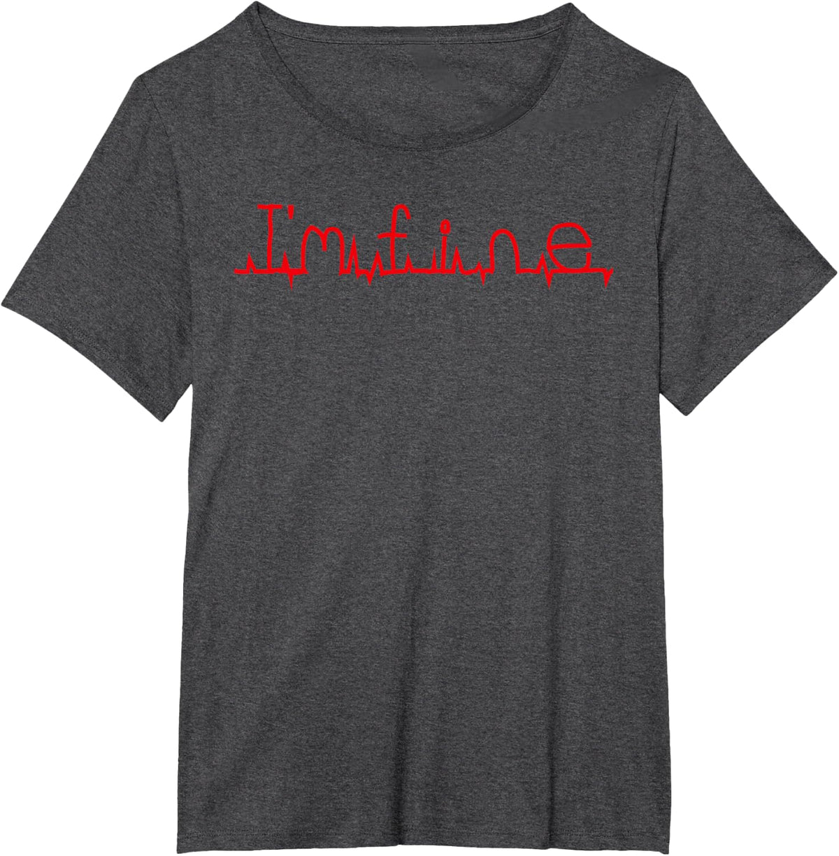 I'm Fine Feeling Fine Flatlined Halloween Nursing Cardiology T-Shirt - Dark Heather Grey