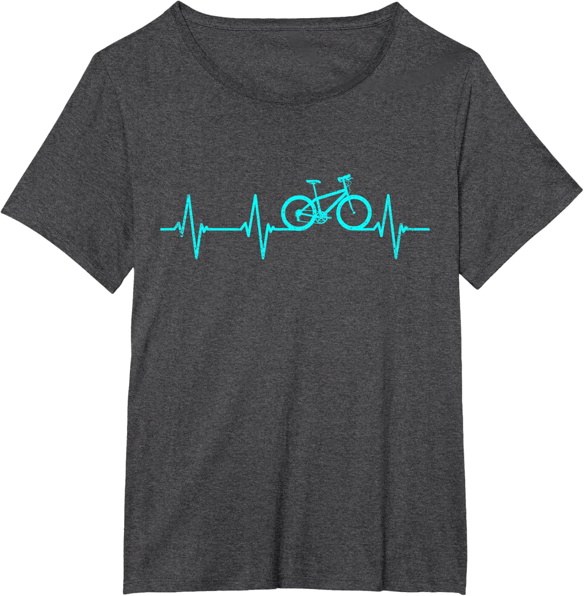 Mountain Biking Heartbeat Clothing Cyclist Cool Cycling Gift T-Shirt - Dark Heather Grey