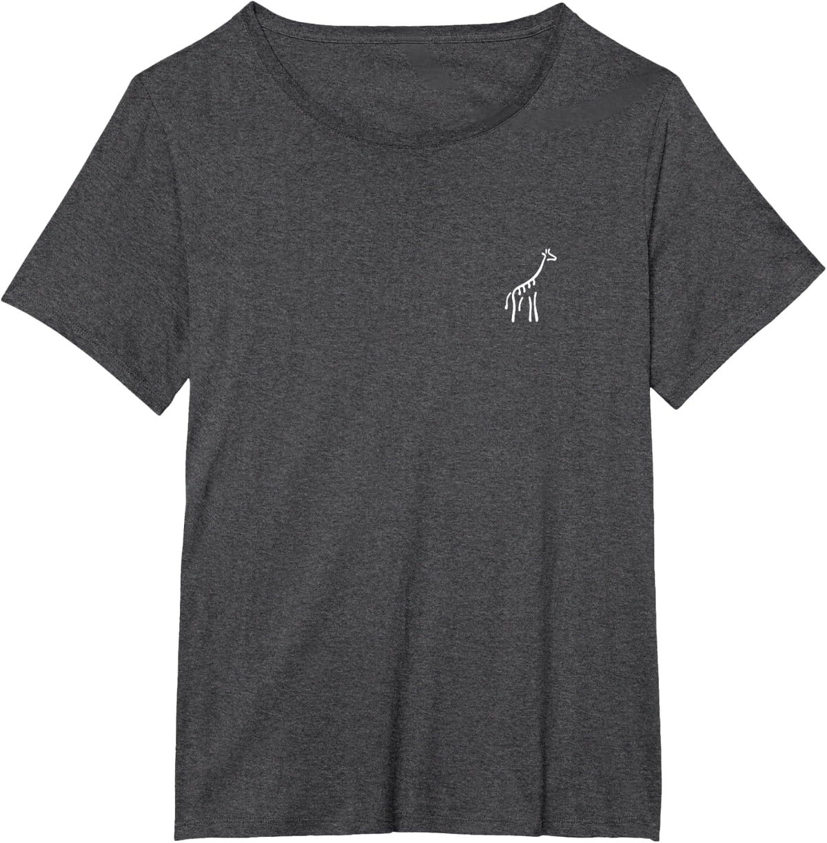 Simple Minimalist Badge Patch Line Art Giraffes Giraffe T-Shirt - Dark Heather Grey