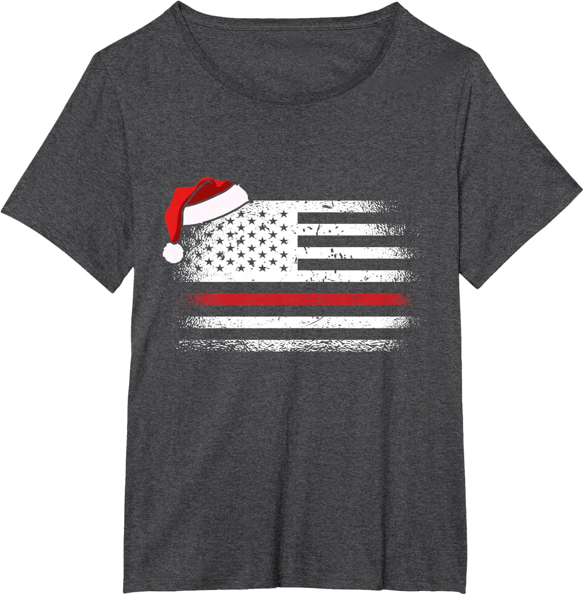 American Flag Firefighter Christmas Pajama Cool Xmas Fireman T-Shirt - Dark Heather Grey