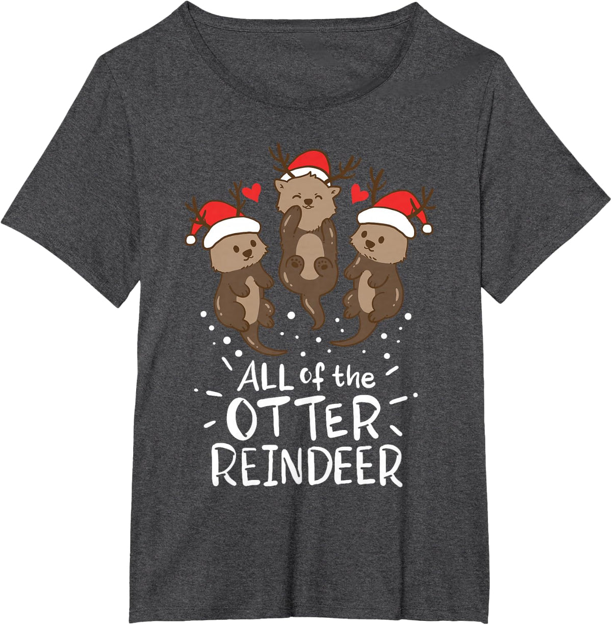 Otter Reindeer Deer Christmas Xmas Gift Present T-Shirt - Dark Heather Grey
