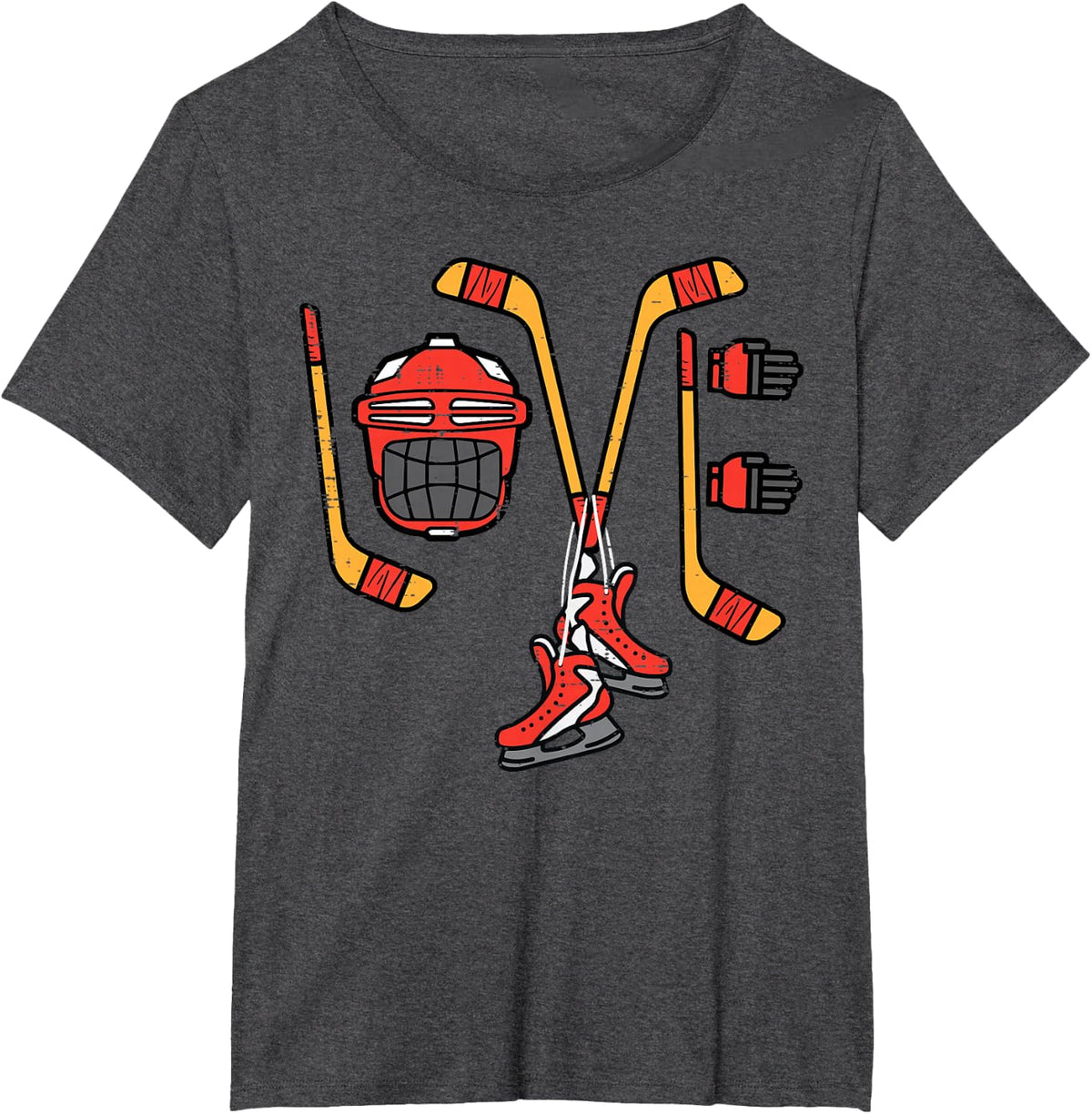 Valentines Day Love Ice Hockey Sports Goalie Men Boys Kids T-Shirt - Dark Heather Grey