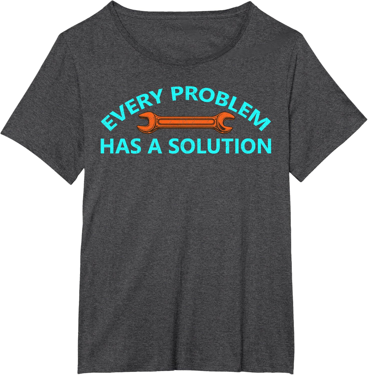 Every Problem Has A Solution Mechanic Wrench Graphic T-Shirt - Dark Heather Grey