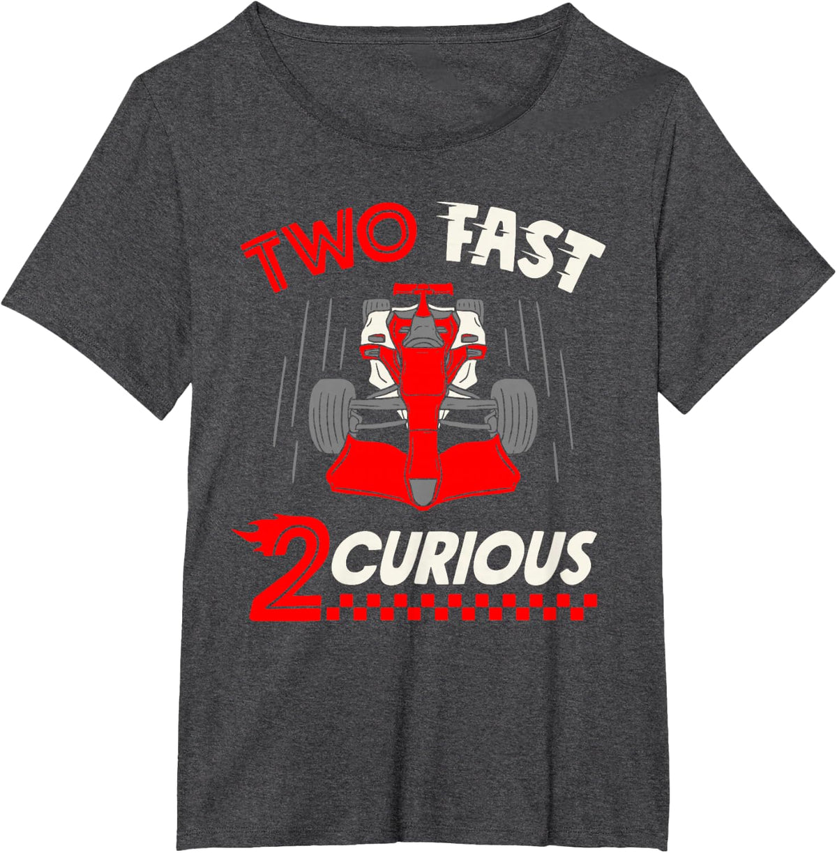 Two Fast 2 Curious Race Car Driver Racing Birthday Boy 2nd T-Shirt - Dark Heather Grey