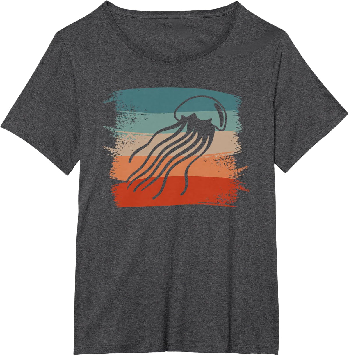 Retro Vintage Jellyfish Jellyfishes T-Shirt - Dark Heather Grey