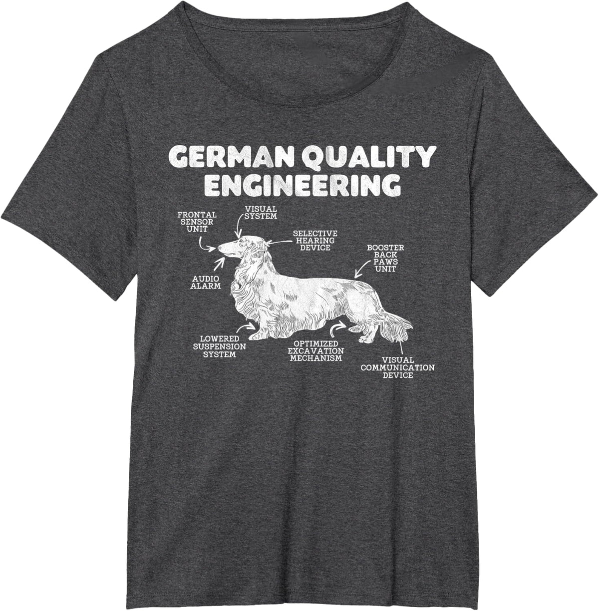 German Quality Engineering Dachshund long haired dog lover T-Shirt - Dark Heather Grey