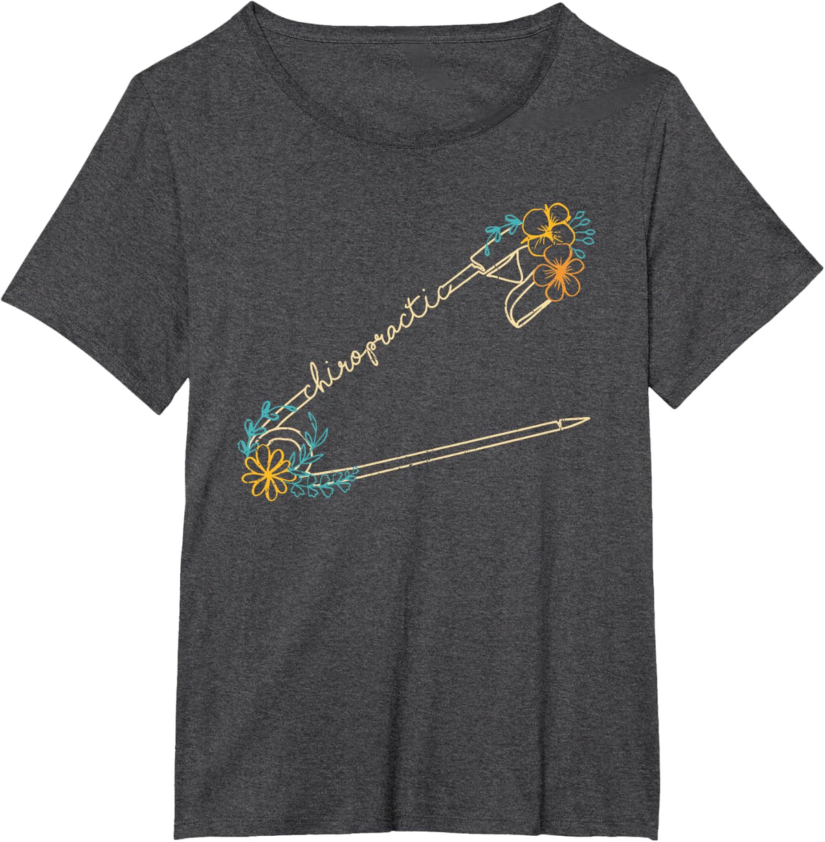 Chiropractor Spine Adjustment Safety Pin Cycle Chiropractic T-Shirt - Dark Heather Grey