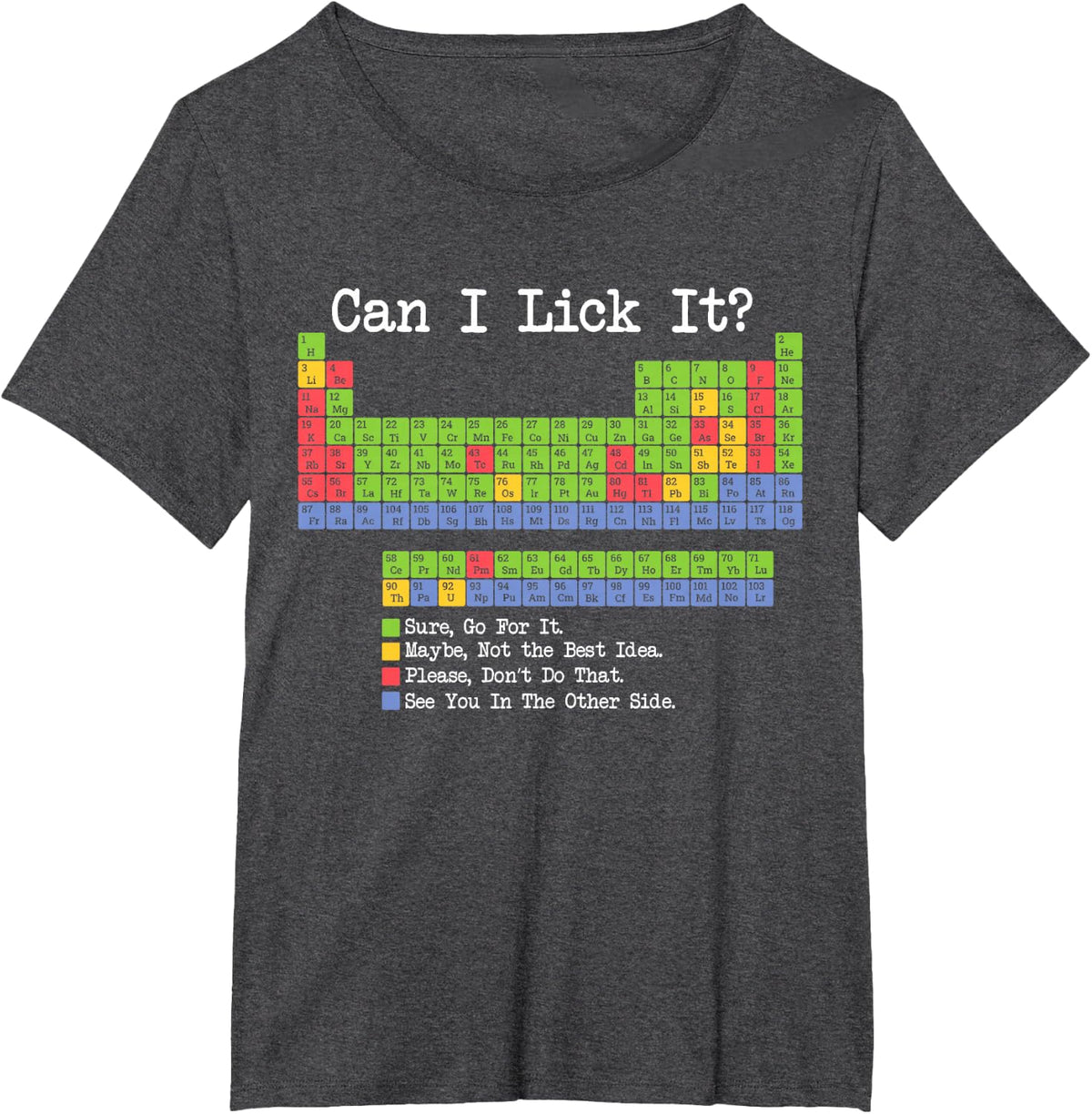 Can I Lick It Periodic Table of Elements Science Teacher T-Shirt - Dark Heather Grey
