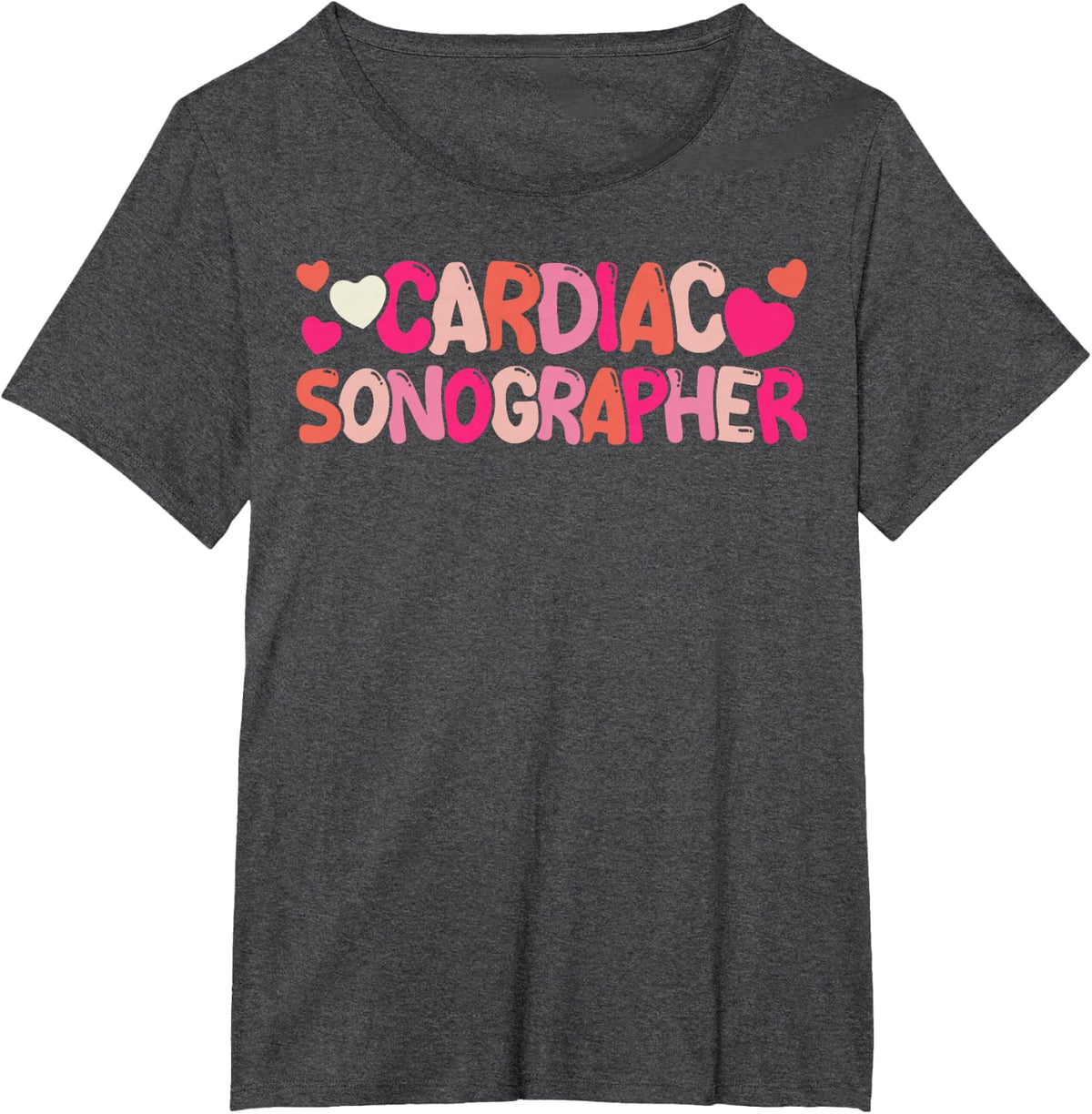 Cute Cardiac Sonographer Heart T-Shirt - Dark Heather Grey