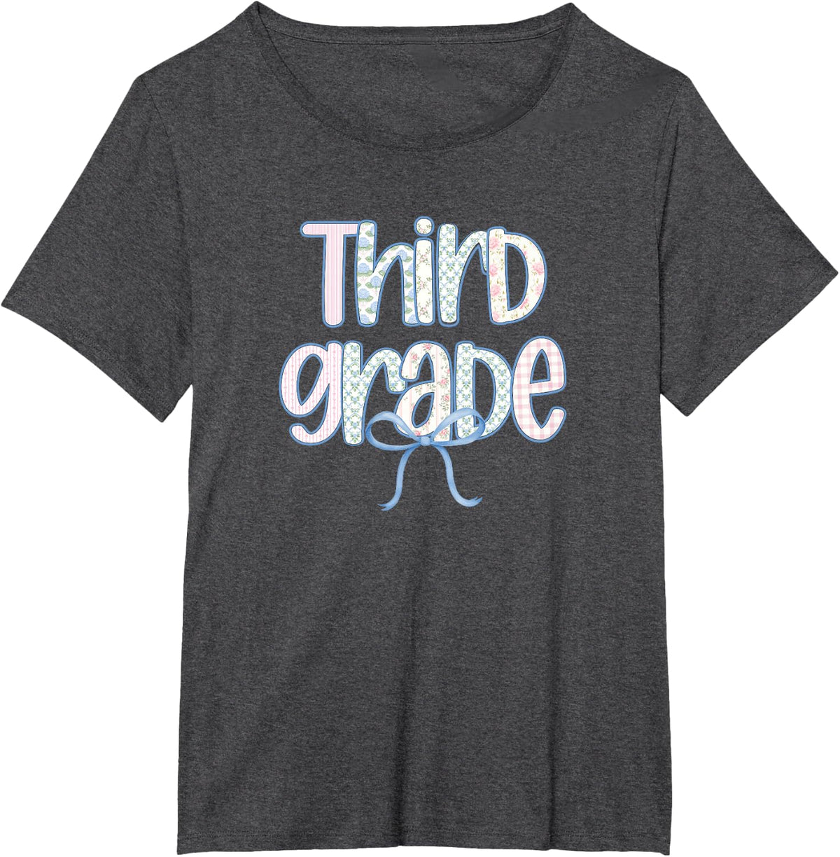 Third Grade Coquette Bow First Day of School Teacher Girls T-Shirt - Dark Heather Grey