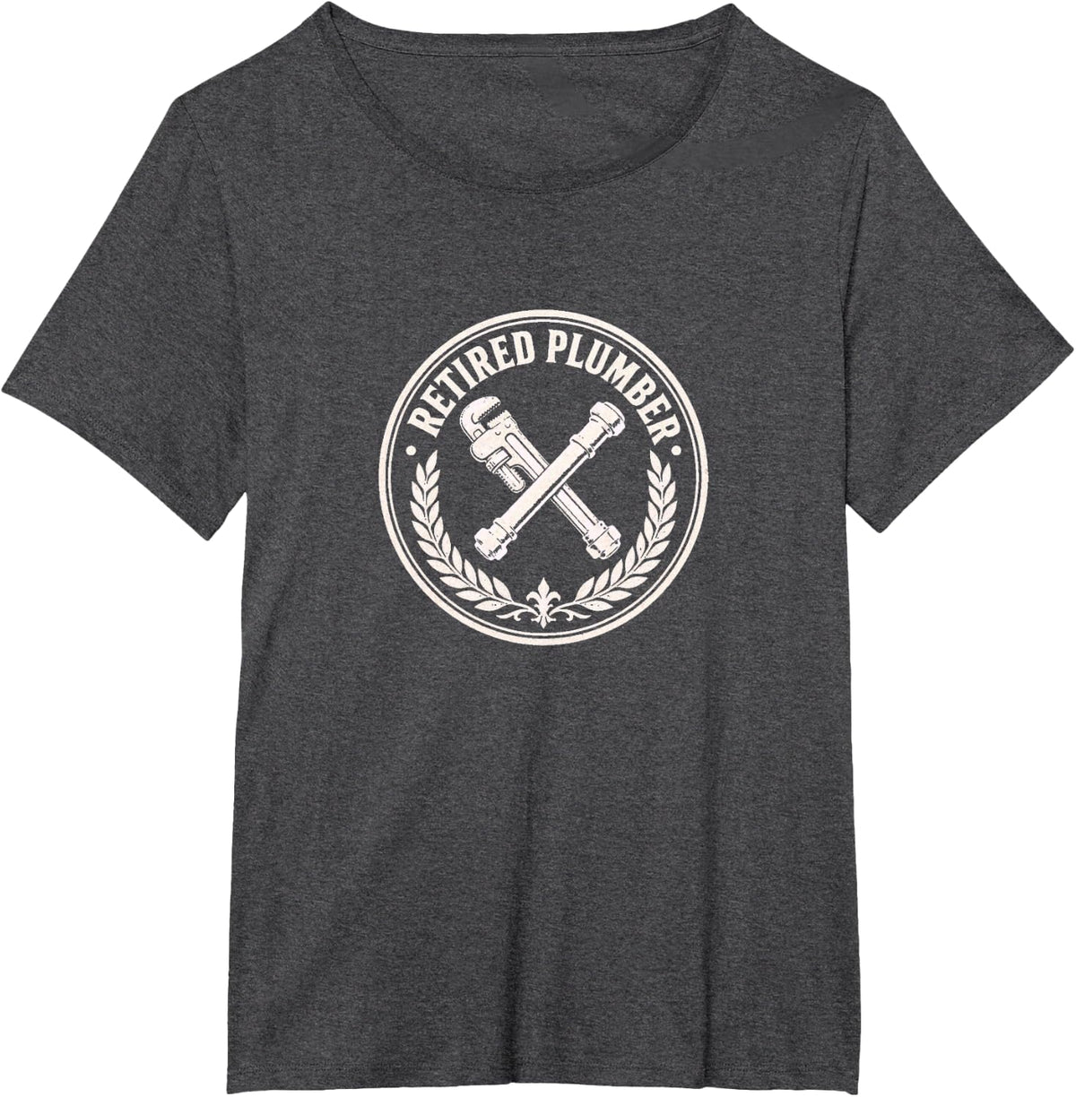 Retired Plumber Vintage Badge Shirt T-Shirt - Dark Heather Grey