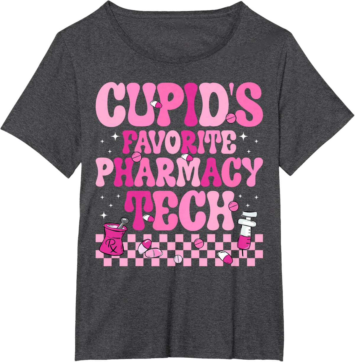 Cupid's Favorite Pharmacy Tech - Valentine’s Day Pharmacist T-Shirt - Dark Heather Grey