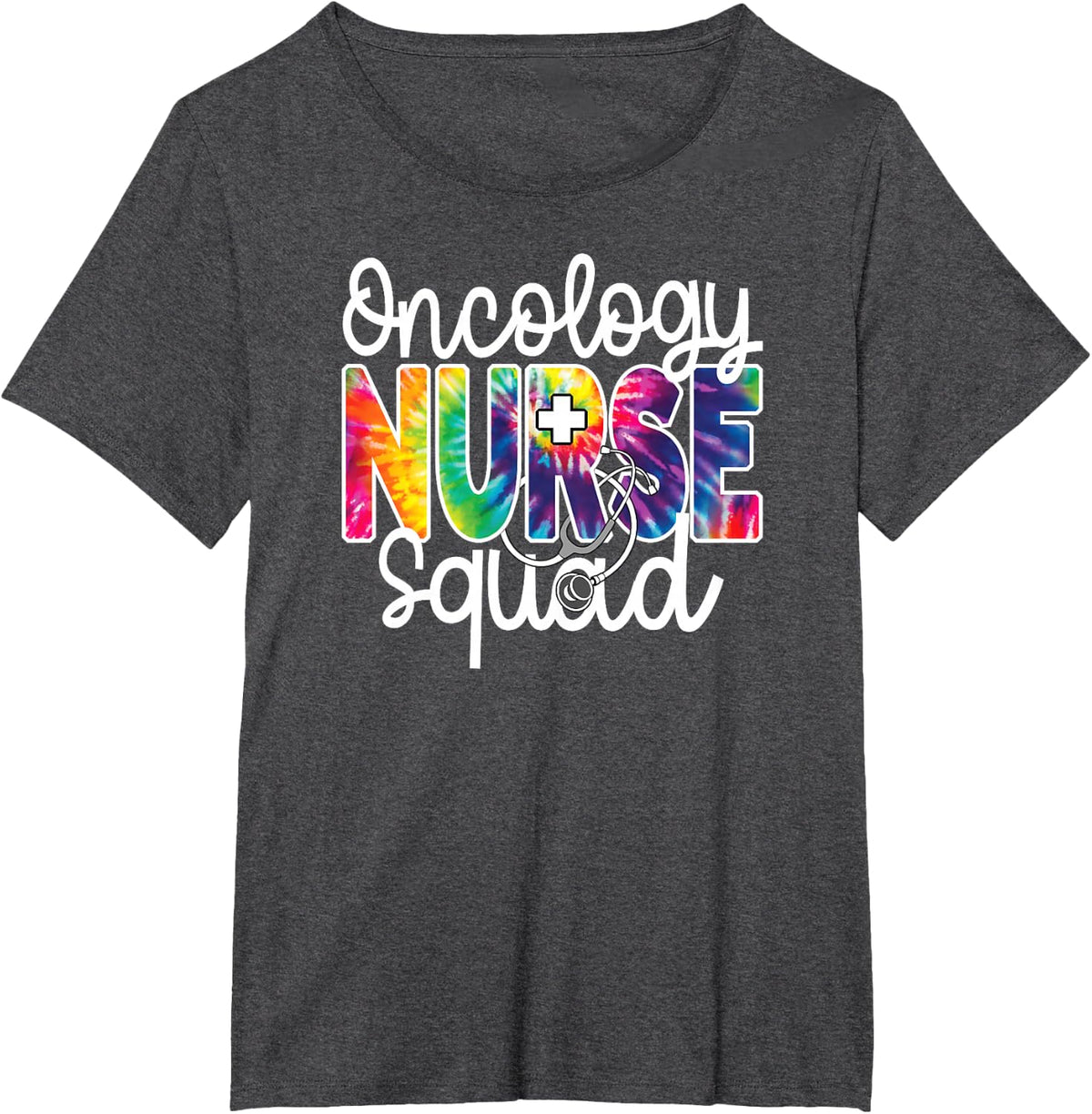 Oncology Nurse Squad Tie Dye Rainbow Team Appreciation Day T-Shirt - Dark Heather Grey