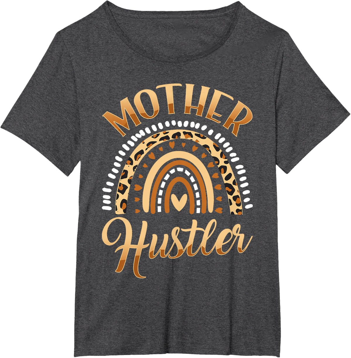 Mother Hustler Boho Rainbow Leopard Bohemian Business Mom T-Shirt - Dark Heather Grey
