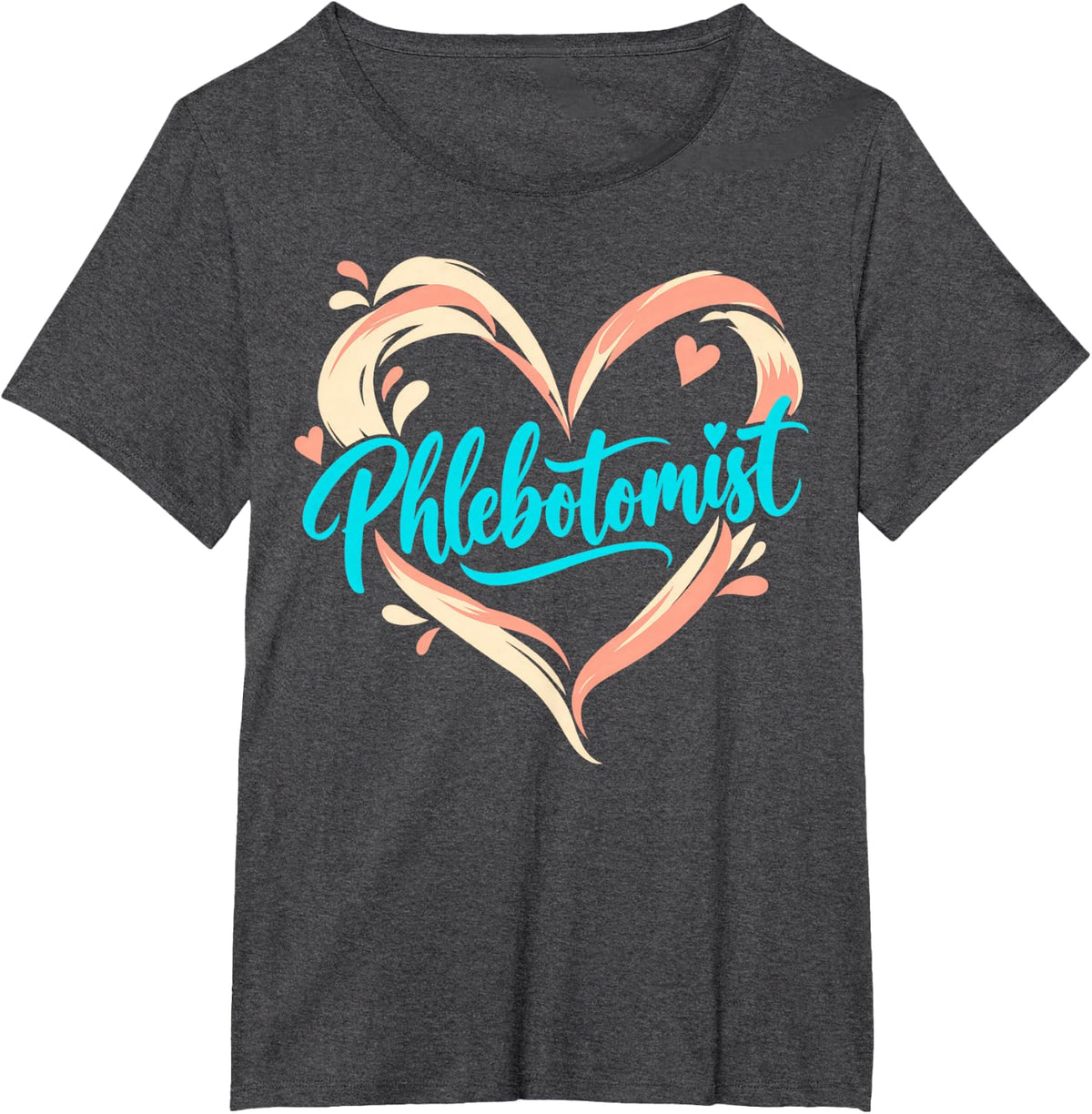 Phlebotomist Pastel Heart T-Shirt - Dark Heather Grey