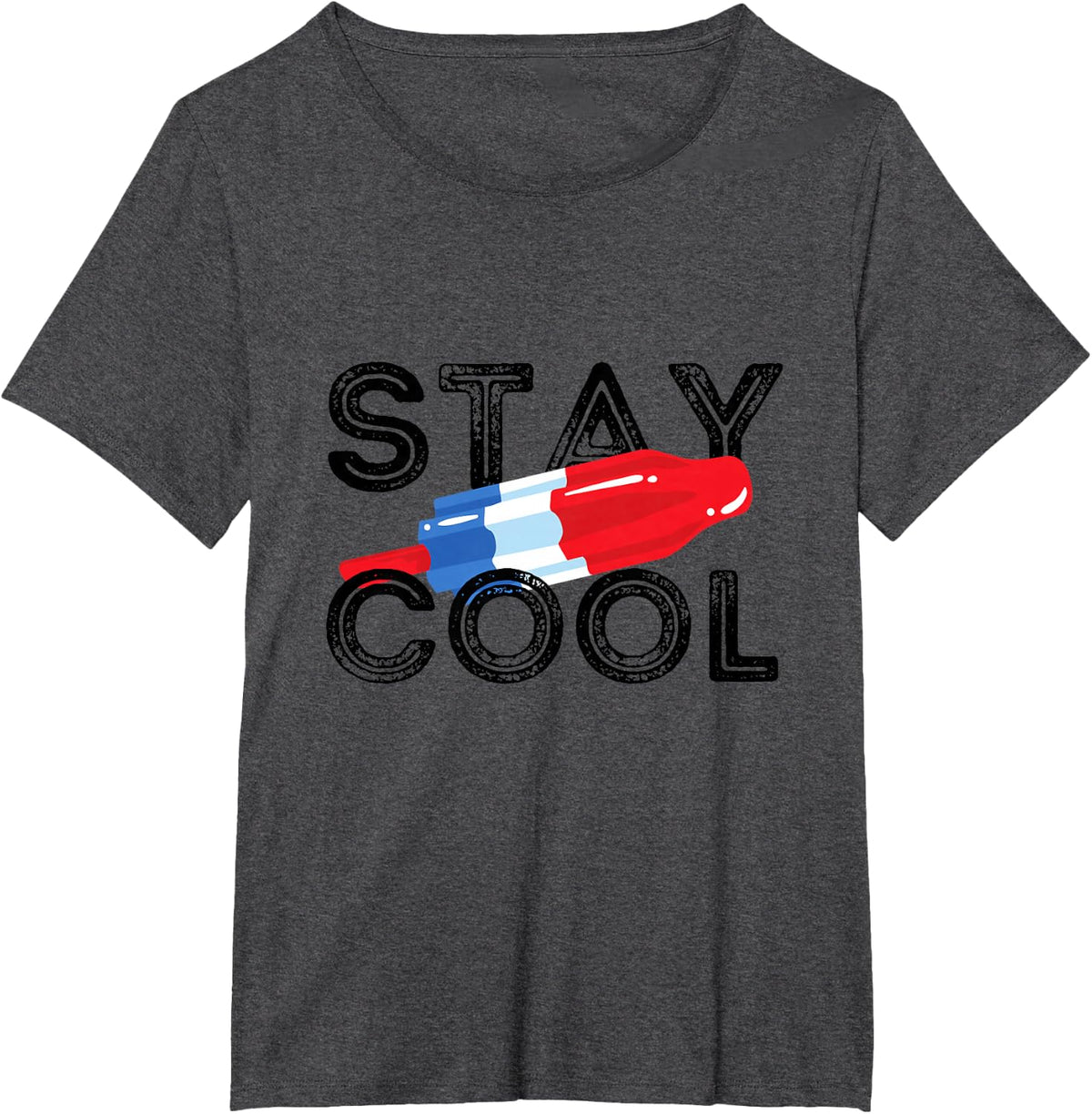 Stay Cool Rocket Pop Red White & Blue Popsicle Summer Gift T-Shirt - Dark Heather Grey