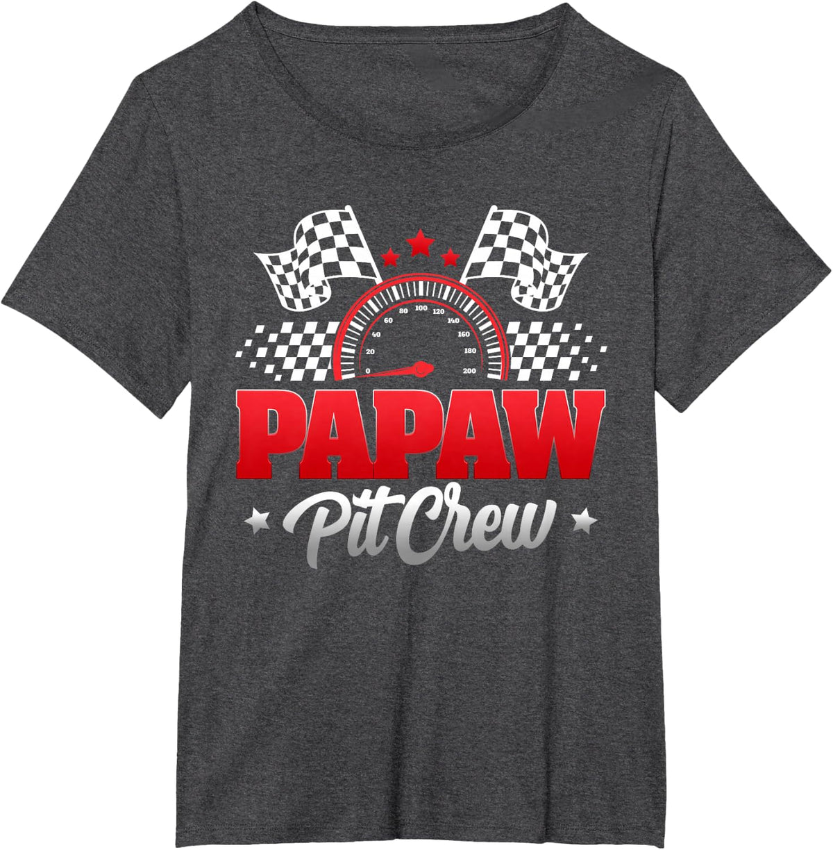 Papaw Pit Crew Race Car Birthday Family Matching T-Shirt - Dark Heather Grey