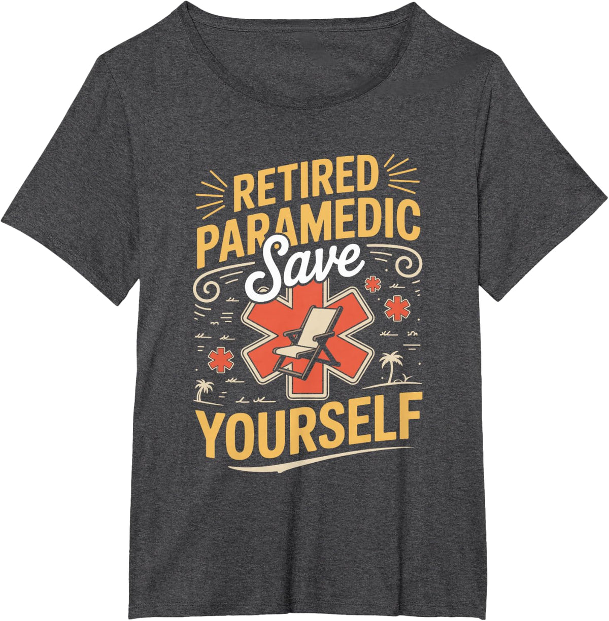 Retired Paramedic EMT EMS Veteran First Responder T-Shirt - Dark Heather Grey