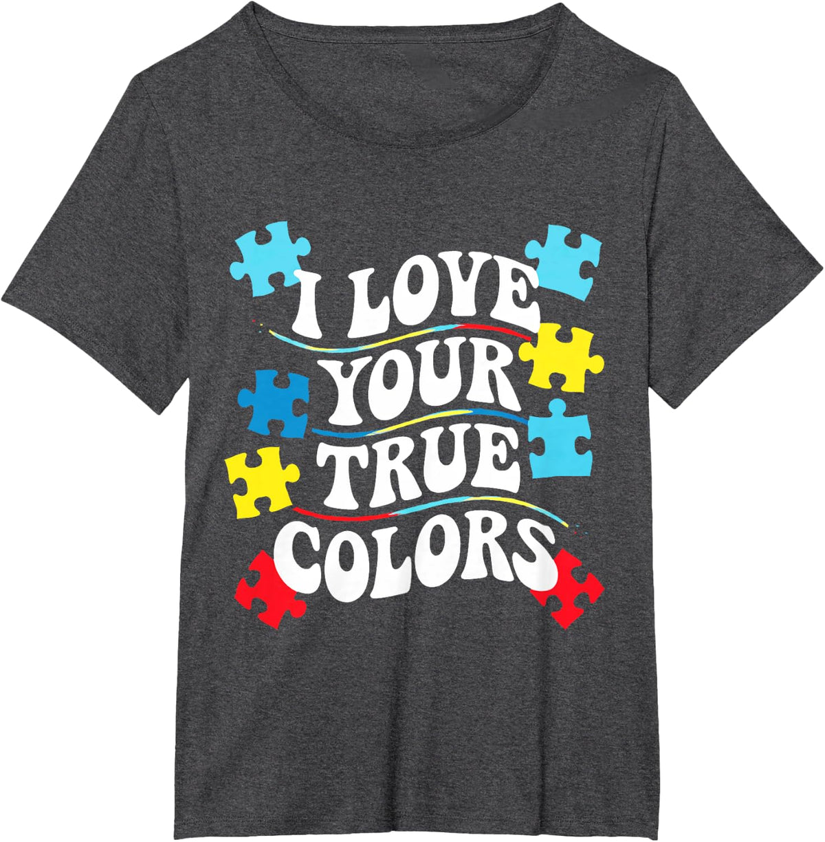 Unique Autism Awareness Support Quote I See Your True Colors T-Shirt - Dark Heather Grey