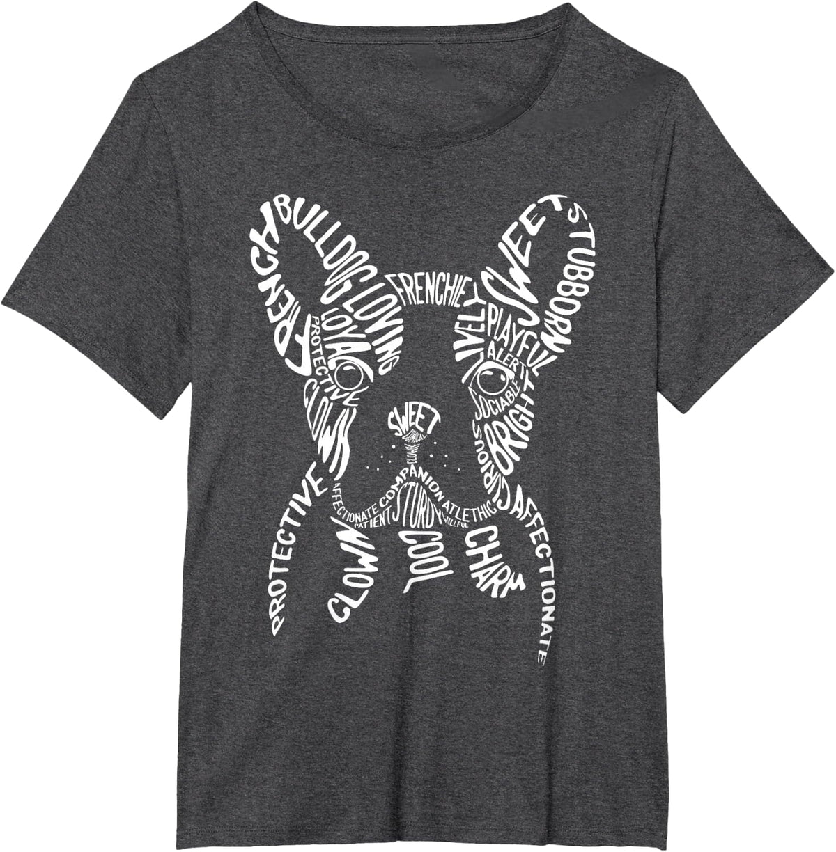 French Bulldog Typography T Shirt Word Art Frenchie Dog Gift T-Shirt - Dark Heather Grey