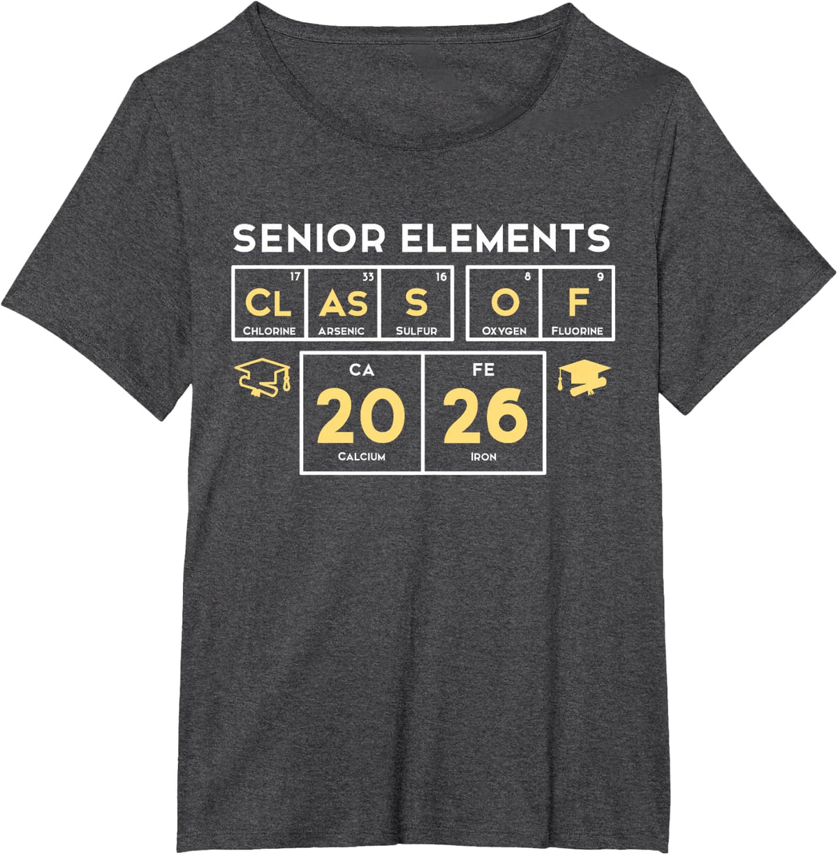 Class of 2026 Senior Element Science Periodic Table T-Shirt - Dark Heather Grey