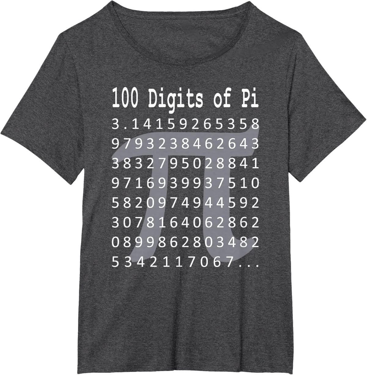 Pi Shirt, 100 Digits of Pi, 100 Digits of Pi Symbol Math T-Shirt - Dark Heather Grey