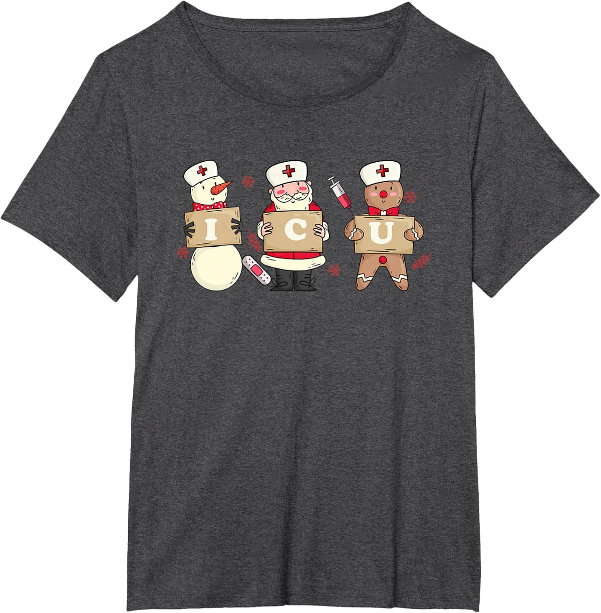 Christmas Intensive Care Unit Santa ICU Nurse Appreciation T-Shirt - Dark Heather Grey