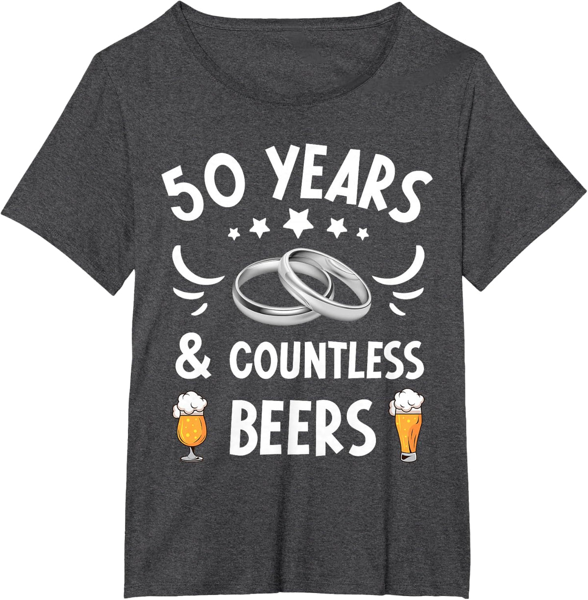 50 Years Marriage & Countless Beers 50th Wedding Anniversary T-Shirt - Dark Heather Grey
