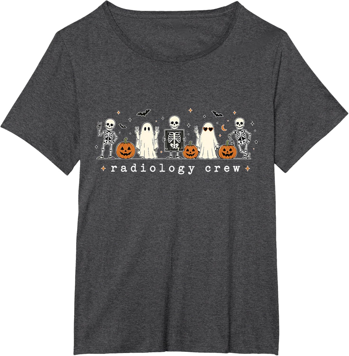 Cute Funny Skeleton Boojee Radiology Crew Ghosts Rad Tech T-Shirt - Dark Heather Grey