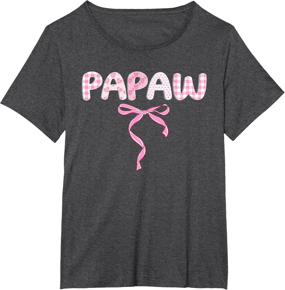Papaw Coquette Bow Family Matching T-Shirt - Dark Heather Grey