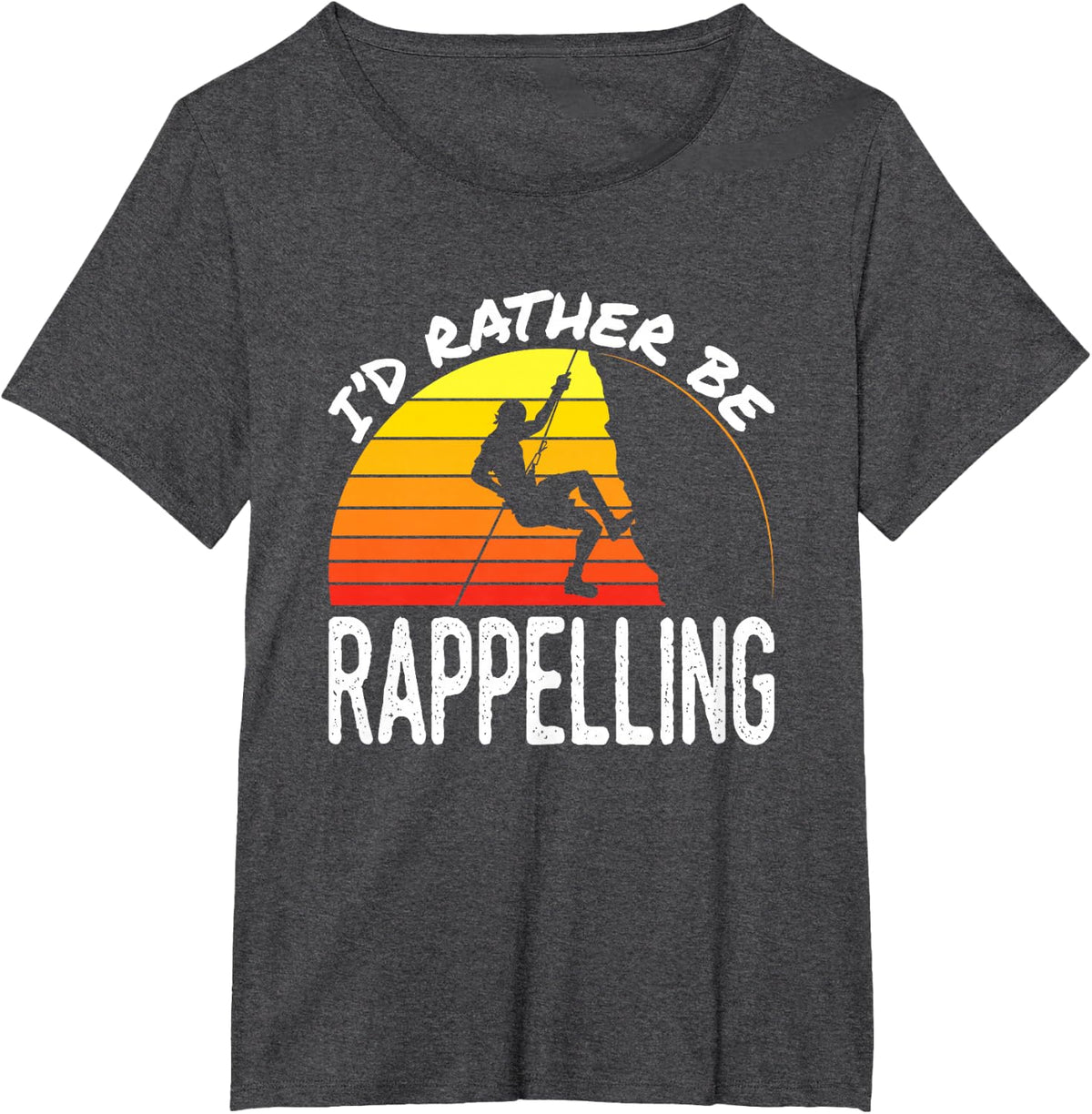 I'd Rather Be Rappelling Retro Rock Climbing Mountaineer T-Shirt - Dark Heather Grey