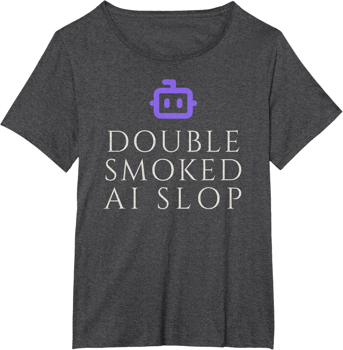 Double Smoked AI Slop Vintage Distressed Retro Grunge T-Shirt - Dark Heather Grey