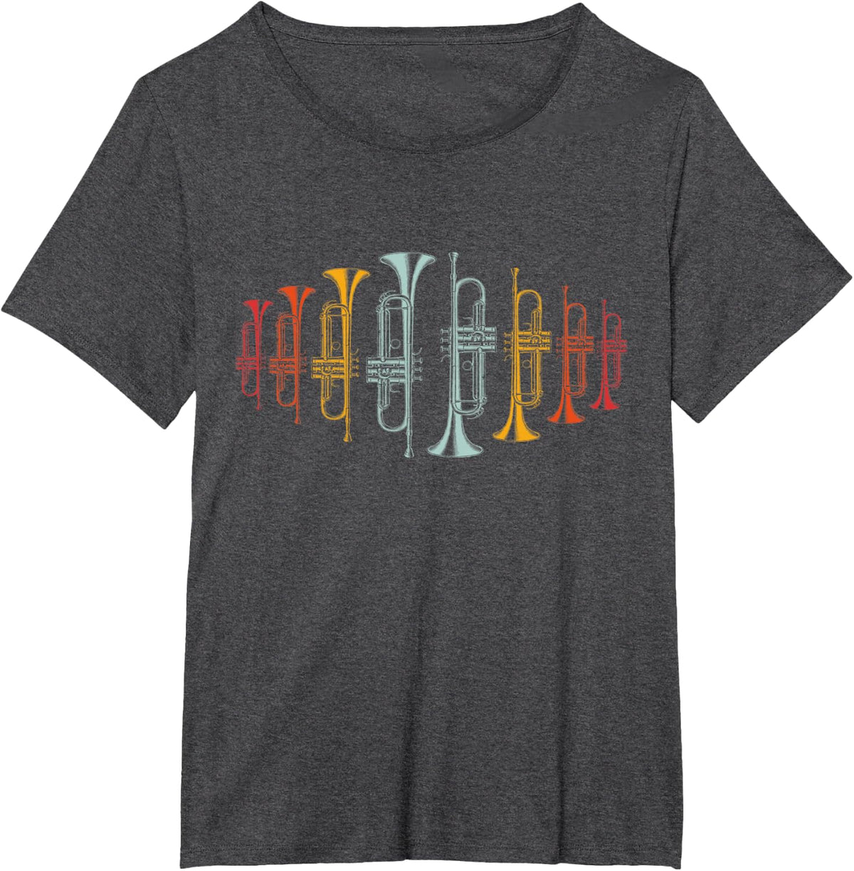 Trumpeter Gift Retro Jazz Music Trumpet T-Shirt - Dark Heather Grey