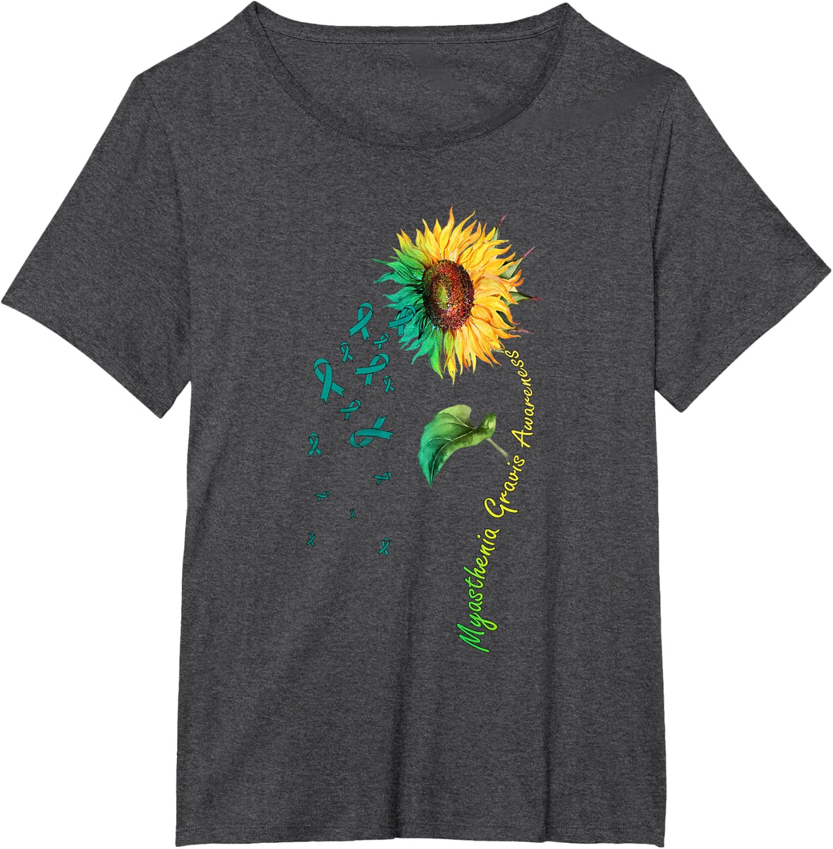 Myasthenia Gravis Awareness Sunflower TShirt T-Shirt - Dark Heather Grey