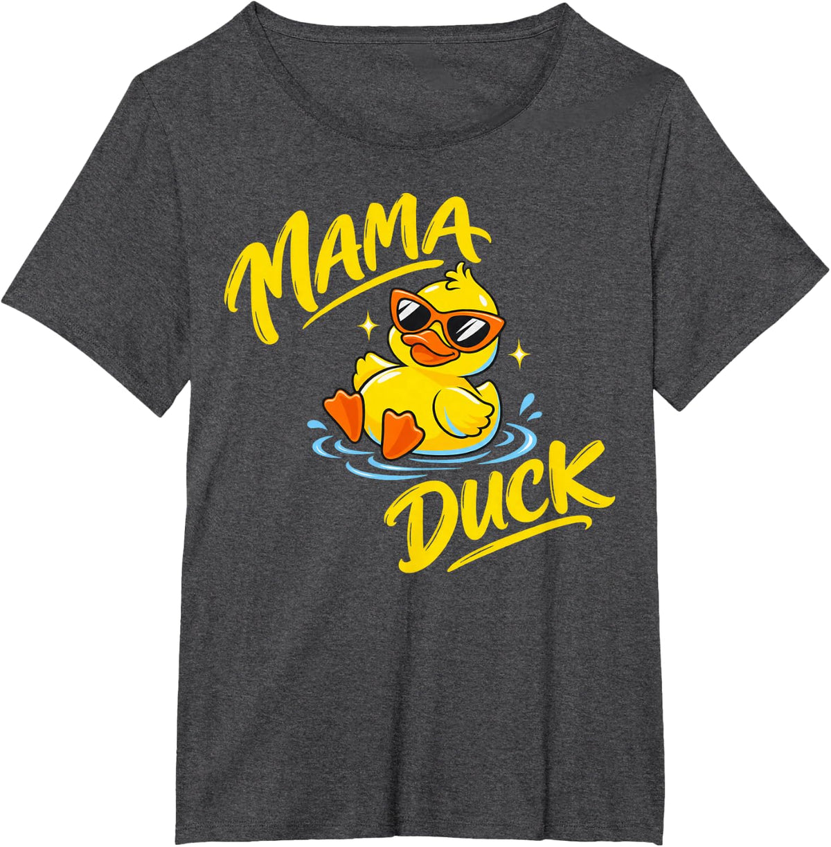 Mama Duck Retro Sunglasses Cartoon Duck T-Shirt - Dark Heather Grey