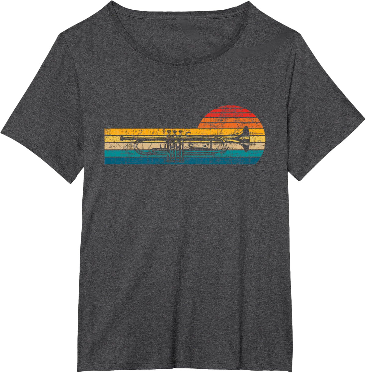 Retro Vintage Trumpet - Trumpeter Jazz Music Lover T-Shirt - Dark Heather Grey