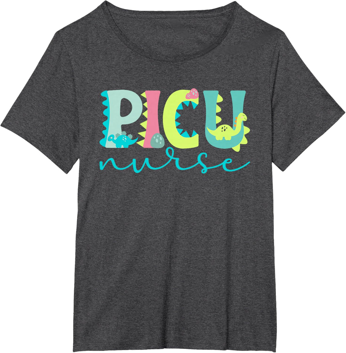 Cute PICU Nurse Tee Pediatric Intensive Care Unit T-Shirt - Dark Heather Grey