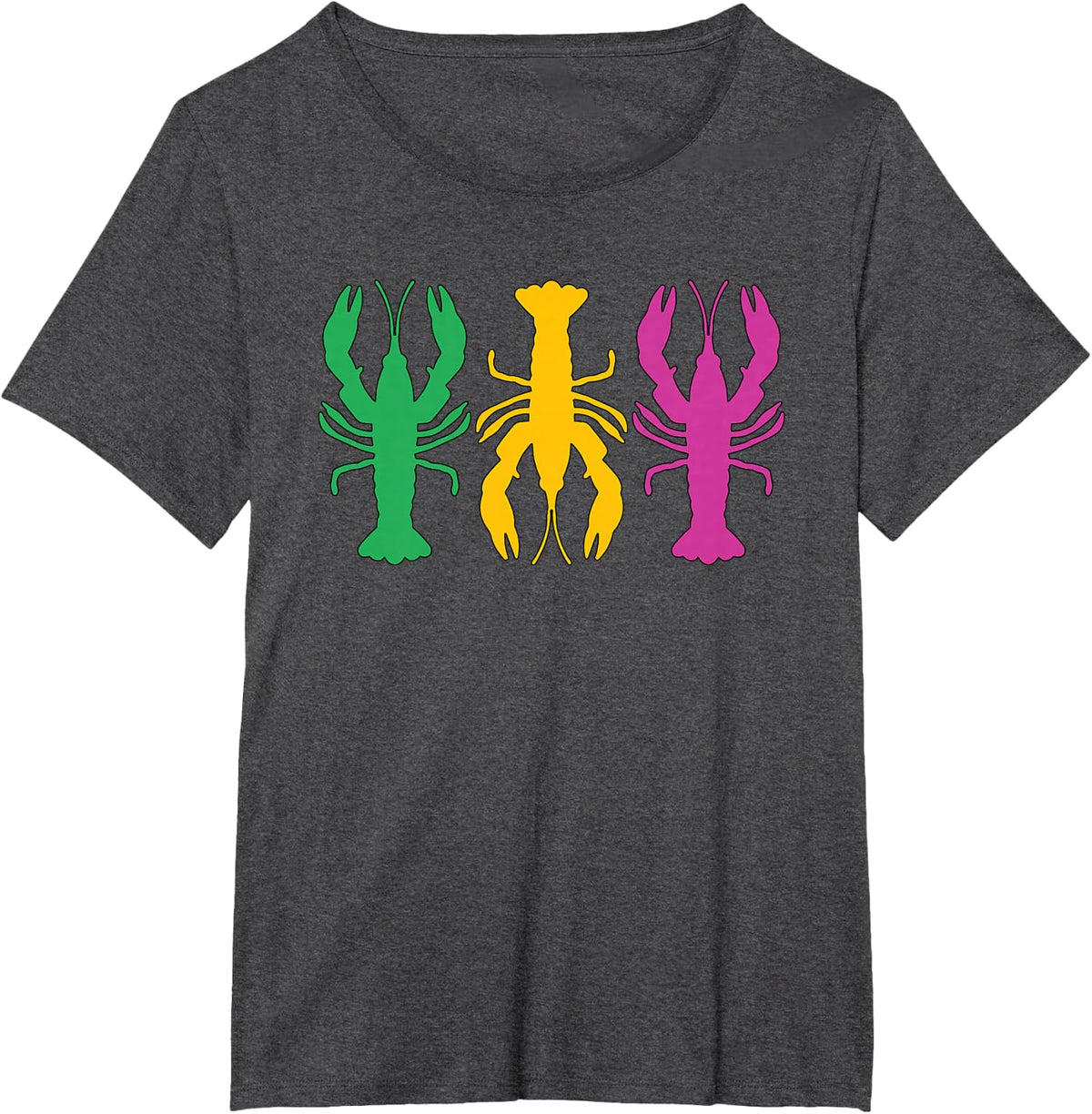 Funny Crayfish Crawdads Retro Mardi Gras Colors Mens Womens T-Shirt - Dark Heather Grey