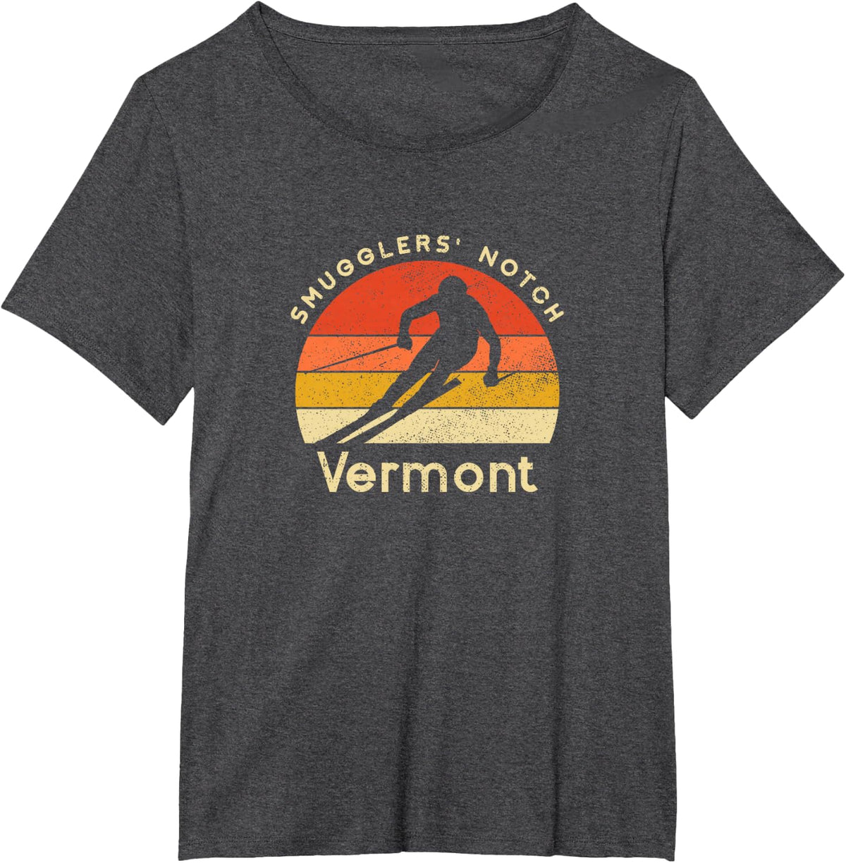 Vintage Ski Smugglers' Notch Vermont Mountain T-Shirt - Dark Heather Grey