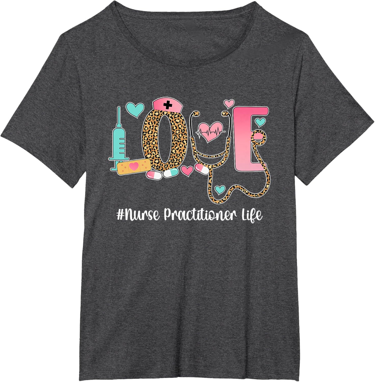 Love Nurse Practitioner Life NP Nurse Practitioners T-Shirt - Dark Heather Grey