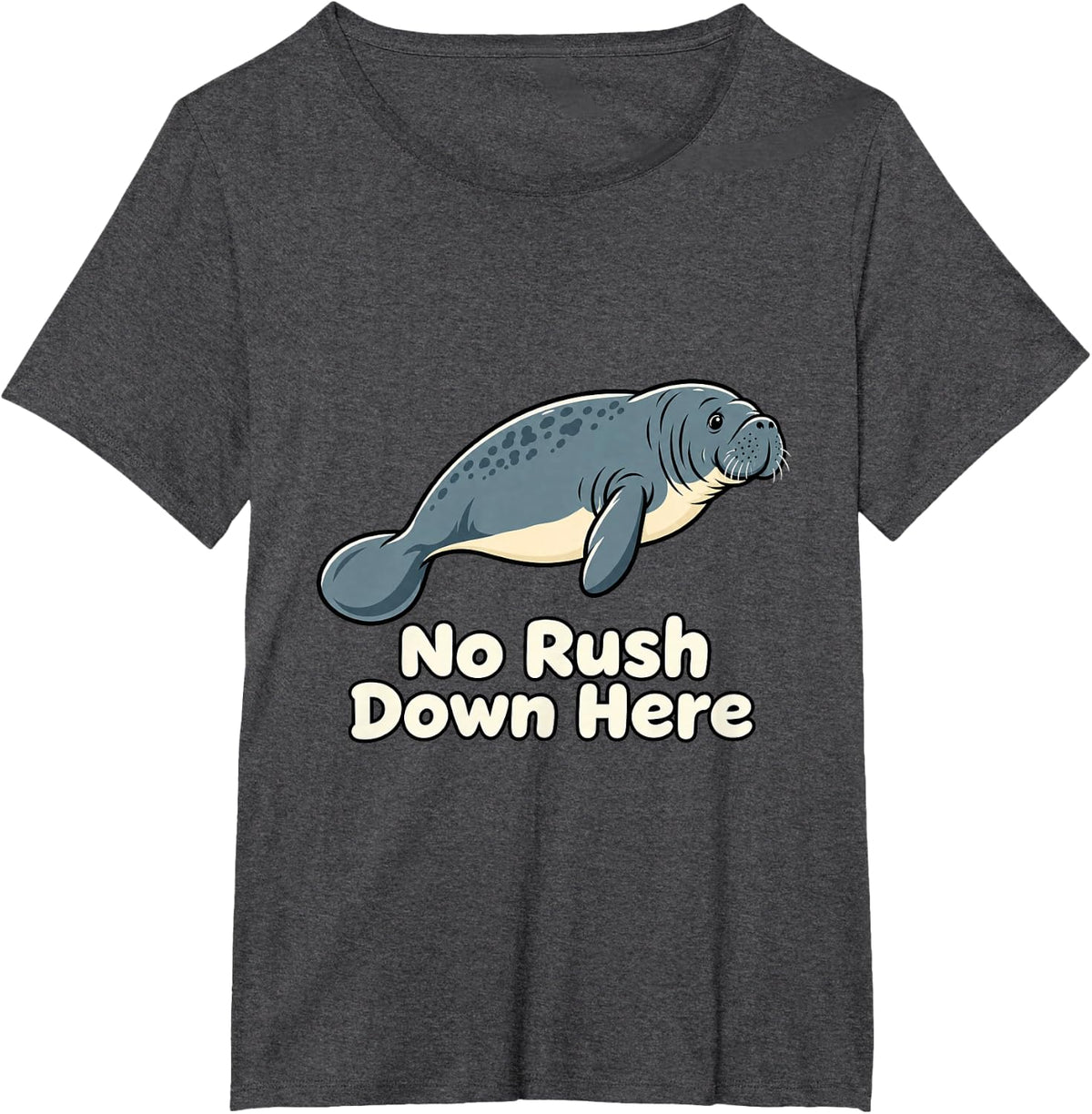 Manatee No Rush Down Here Women Funny Florida Wildlife Ocean T-Shirt - Dark Heather Grey